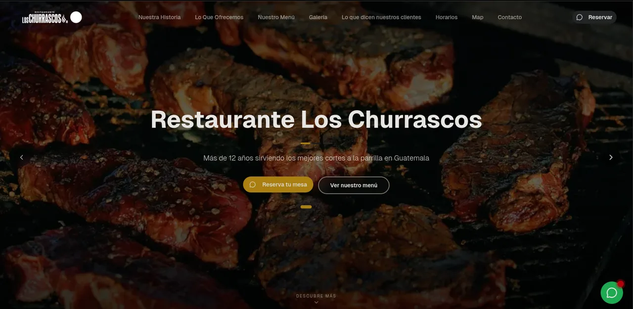 Portada del sitio del Restaurante Los Churrascos con cortes a la parrilla